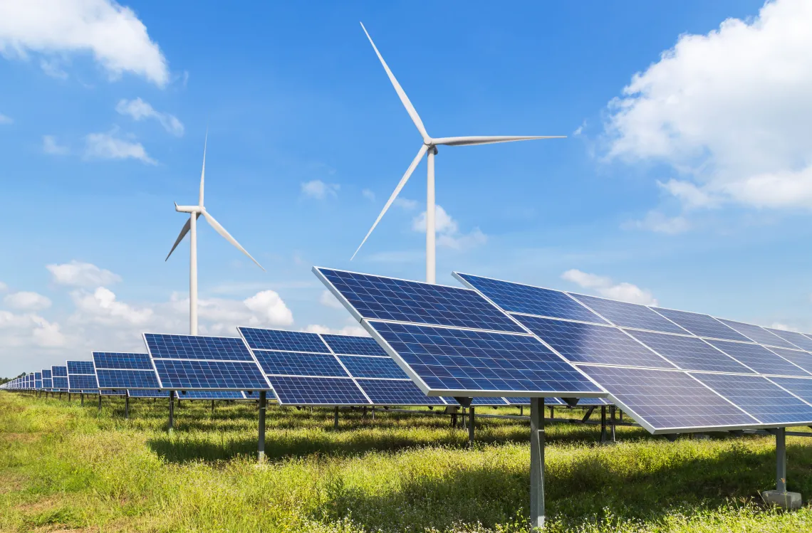 solar pannels and wind turbines