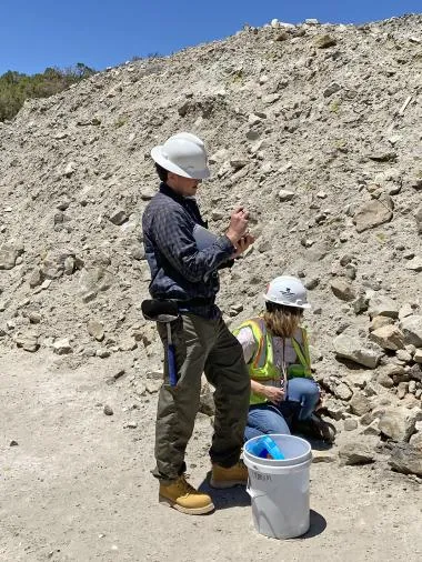 Eytan Bos Orent and Molly Radwany taking samples