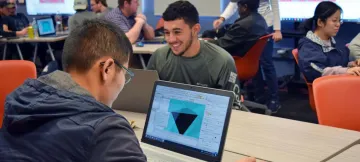 students working at computers