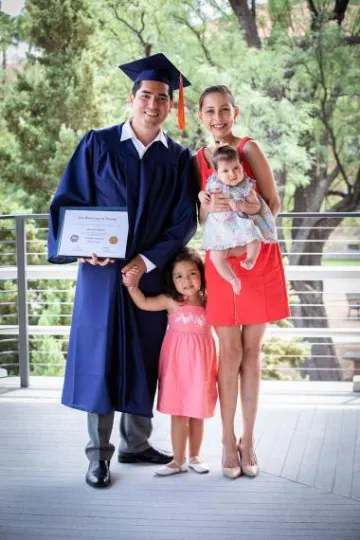 Roberto Olivera and his family celebrate the completion of the Mining 360 certificate course